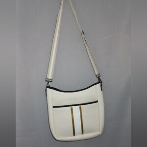 Elegant Cream and Gold Crossbody Bag